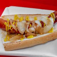 Maxwell St. Footlong Polish · Mustard & grilled onions or chicago style mustard, relish, onion, tomato, pickle, sport pepp...