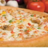 Chicken Royale · A tasty blend of Garlic White Sauce, Grilled Chicken, Red Onions, Green Peppers, Pineapple, ...