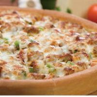 Humble Pie · Loads of premium Pepperoni, Italian Sausage, diced Onions, crisp Green Peppers and Mozzarell...