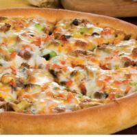 Super Comboⓡ · Add slow-roasted Ham, crisp Green Peppers, fresh Tomatoes and extra Cheddar Cheese to the Cl...