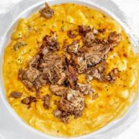 Pulled Pork Mac & Cheese · Our creamy, delicious mac & cheese topped with pulled pork.