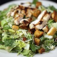 Caesar Salad · Fresh romaine, Parmesan cheese, croutons, and creamy Caesar. Add chicken, salmon, shrimp for...
