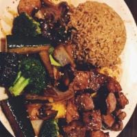 Hibachi Steak · Served with soup salad vegetable and fried rice.