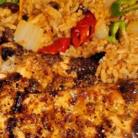 Chicken Breast Cajun Fried Rice Meal With 4 Fried Egg · 