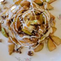 Apple Cinnamon Walnut Waffle · 1 large Belgium waffle topped with fresh Apples tossed in cinnamon sugar, walnuts, scoop of ...
