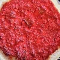 Deep Dish Sausage Pizza · Crumbly, home-made sausage with mozzarella cheese and a garlicky, tomato based pizza sauce.