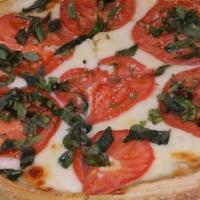 Deep Dish Margarita Pizza · Fresh mozzarella cheese, Italian Basil, extra virgin olive oil sprinkled in parmesan cheese....