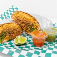 Burrito Veggie · Flour tortilla filled with bell pepper of your choice rice, beans, cilantro, onions and guac...