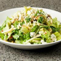 Romaine Hearts · Apples, gorgonzola, candied walnuts and champagne-rosemary vinaigrette.