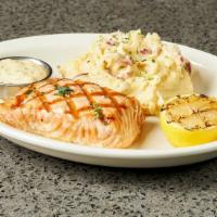 Grilled Salmon · Served with house-made remoulade and redskin mashed potatoes.