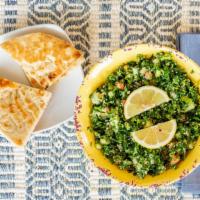 Tabouli Salad · Most healthful salad 2010 in Pickerington. Cracked wheat mixed with fresh chopped parsley, t...