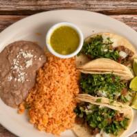 Combo Taco · (3) soft corn or flour taco, with your choice of meats. Topped with onion, cilantro, served ...