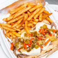Italian Beef · Sandwich with fries.