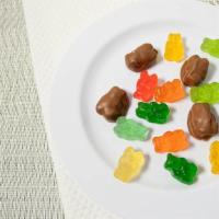 Gummy · Fresh gummy bears hand dipped in our milk Belgian chocolate. 12 Flavors!
