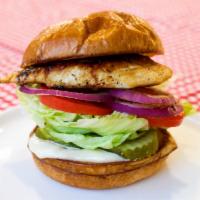 Grilled Chicken Sandwich · Choice of 100% all-natural local Amish chicken breast or thigh, butchered daily - lettuce, t...