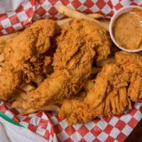 Chicken Strips · Small (3 pieces) or large (5 pieces).
