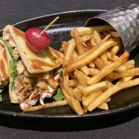 Chicken, Apple & Brie · all-natural grilled chicken breast sliced & served on warm tandoori bread, with creamy brie,...