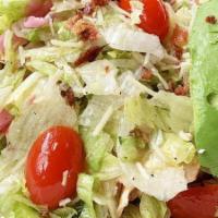 Italian Chop Salad · grilled chicken, banana peppers, grape tomatoes, green onions, chopped bacon, shredded parme...