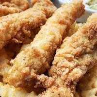 Chicken Tender Dinner · buttermilk-breaded chicken tenders served with french fries, garlic bread, coleslaw and our ...