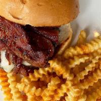 Millionaire'S Bacon Burger · Half-pound GC signature beef blend, piled high with melted white cheddar cheese and a stack ...