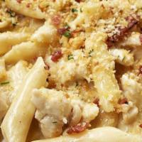 Bock & Cheese Pasta · chicken and penne pasta tossed in our creamy, bock-infused pepper jack cheese sauce, then to...