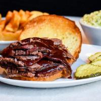 Bbq Beef Sandwich · 24 Hr Slow Smoked overnight Barbecue Beef Brisket served daily until we run out. Sandwich in...