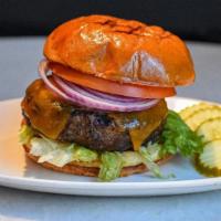 Burger · Thick & Juicy Custom Ground Burger includes award winning Cole Slaw and choice of potato or ...