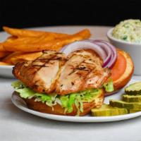 Chicken Sandwich · Served with a side of award winning Cole Slaw and choice of potato or fresh green vegetable.