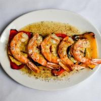Mediterranean Shrimp. · 5 Chargrilled Jumbo Shrimp served Mediterranean style with virgin olive oil, lemon, garlic, ...