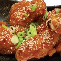 Korean Bbq Wings · 5 pcs wings mix with kicking Korean bbq sauce, sesame seeds, and green onions.