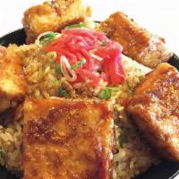 Teriyaki Tofu Bowl · 5 pieces of teriyaki tofu on white rice. Sub seasoned rice or add shrimp for an additional c...