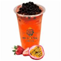 Strawberry Lillikoi · Strawberry & passionfruit juice base comes with boba.