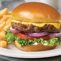 Single Burger Combo · American Cheese, Lettuce, tomatoes, onions, pickles, mustard, mayo and ketchup.