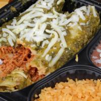 Chicken Enchiladas · Three corn tortillas filled with shredded chicken, sautéed vegetables, and topped with melte...