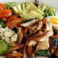 Cobb Salad · Grilled chicken, local lettuce cherry tomatoes, avocado, bacon, goat cheese, soft boiled egg...