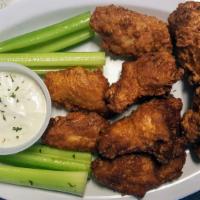 Chicken Wings Regular · eight meaty wings served with a side of bleu cheese and celery sticks.