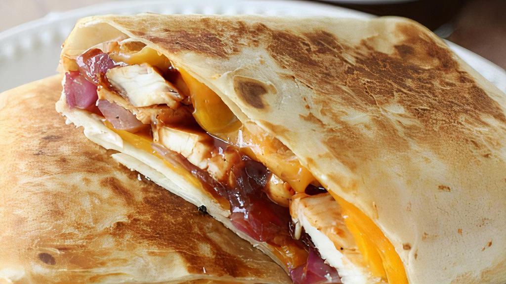 Bbq Chicken Wrap · BBQ chicken breast, bacon, grilled onion and cheddar cheese.