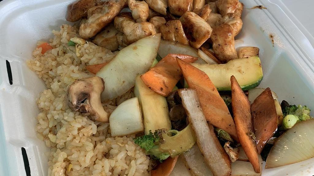 Kid'S Hibachi Chicken · Includes: fried rice and grilled veggies.