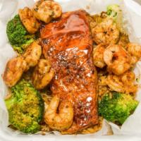 The Riverfront · Salmon, shrimp, broccoli, parmesan cheese zip drizzle