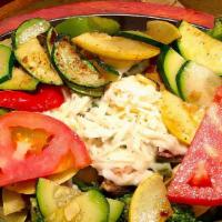 Fajitas Vegetarian · A light combination of fresh zucchini, squash, bell peppers, onions, tomatoes, broccoli, and...