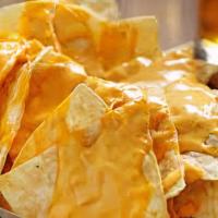 Nachos Con Queso. · Nacho tortilla chips topped with nacho yellow cheese.