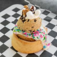 Cinnastack · when 2 become 1! choose a frosting and topping for the cinnamon roll then a frosting and top...