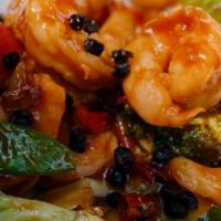Hunan Shrimp · Spicy. Jumbo shrimp with broccoli, mushrooms carrots green peppers,baby corn,celery stir fri...