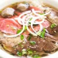 Special Pho · Pho with a combination of steak, tripe, meatball, fatty flank and flank.