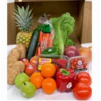 Farm Fresh Produce Box · This box includes: 1  Romaine Lettuce, 1 Large Green Pepper, 1 Large Red Pepper, 1  lb of Ca...