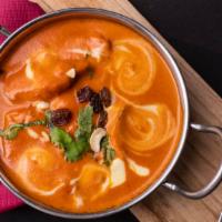 Chicken Tikka Masala (Butter Chicken) · Spicy. Cubes of boneless breaded chicken, sautéed in garlic, ginger, and tomatoes with a cre...