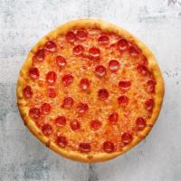 Pepperoni Pizza · Pizza sauce, cheese blend, pepperoni.