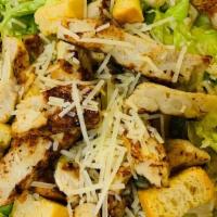 Chicken Caesar Salad With Rolls · 