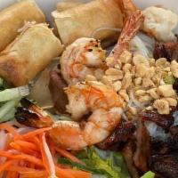 Vermicelli Super Bowl · Bún thịt nướng đặc biệt. Grilled shrimp, pork, egg rolls, vermicelli noodles, lettuce, bean ...