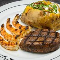 Ld Gulf Coast Steak & Shrimp · 6 oz center-cut top sirloin with grilled or fried shrimp. Include choice of fried shrimp or ...